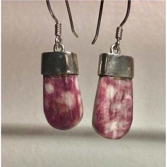 Handmade Peruvian 925 Sterling Silver Necklace & Earring Set Dark Lilac Stone - Picture 5 of 9